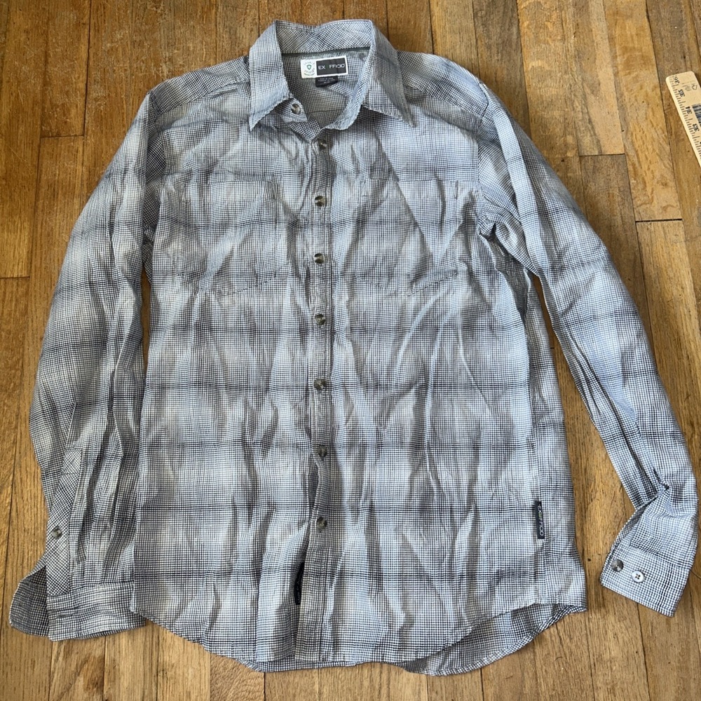 ExOfficio Insect Shield Mens Medium Plaid‎ Button Down Long Sleeve Hiking Shirt